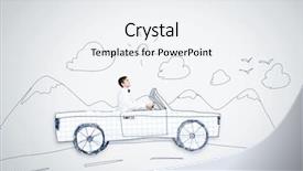  Presentation with car racing - Colorful presentation theme enhanced with racing cartoon - young man driving car made backdrop and a  colored foreground