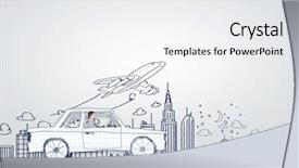  Presentation with driving - Colorful presentation theme enhanced with racing cartoon - young man driving car made backdrop and a  colored foreground