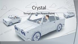  Presentation with car racing - Presentation theme having racing cartoon - young man driving car made background and a sky blue colored foreground