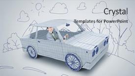  Presentation with sleepy yawning man driving car - Colorful slide set enhanced with racing cartoon - young man driving car made backdrop and a  colored foreground