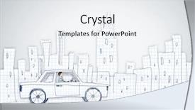  Presentation with driving - Amazing PPT theme having racing cartoon - young man driving car made backdrop and a  colored foreground