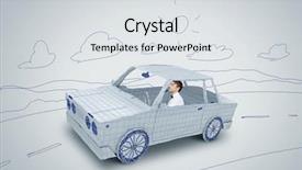  Presentation with sleepy yawning man driving car - Presentation theme enhanced with racing cartoon - young man driving car made background and a  colored foreground