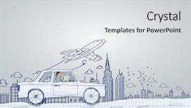  Presentation with sleepy yawning man driving car - Slide set featuring racing cartoon - young man driving car made background and a light gray colored foreground