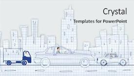  Presentation with sleepy yawning man driving car - Presentation theme enhanced with racing cartoon - young man driving car made background and a  colored foreground
