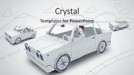  Presentation with sleepy yawning man driving car - Presentation theme enhanced with racing cartoon - young man driving car made background and a  colored foreground