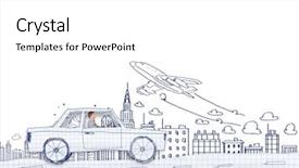  Presentation with car racing - Slides featuring racing cartoon - young man driving car made background and a white colored foreground