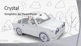  Presentation with driving - Colorful PPT theme enhanced with racing cartoon - young man driving car made backdrop and a  colored foreground