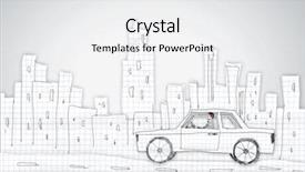  Presentation with car racing - PPT theme having racing cartoon - young man driving car made background and a white colored foreground