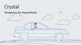  Presentation with sleepy yawning man driving car - Cool new presentation with racing cartoon - young man driving car made backdrop and a  colored foreground