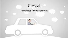  Presentation with sleepy yawning man driving car - Beautiful presentation theme featuring racing cartoon - young man driving car made backdrop and a  colored foreground