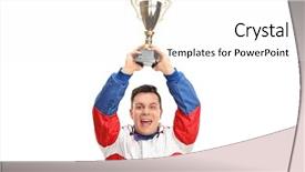  Presentation with car racing - Theme enhanced with racing champion holding a gold background and a white colored foreground