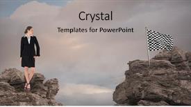  Presentation with flag - Slide set enhanced with racing checkered motion - digital composite of businesswoman background and a light gray colored foreground