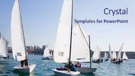  Presentation with sailboat - Cool new slides with racing sailboat in the sea regatta on a sunny day backdrop and a sky blue colored foreground