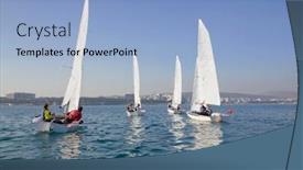  Presentation with sailboat - PPT theme featuring racing-sailboat-in-the-sea background and a  colored foreground