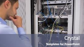  Presentation with servers - Presentation with rack mounted servers in data background and a  colored foreground