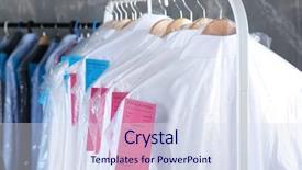  Presentation with dry cleaning - Theme having rack of clean clothes hanging background and a sky blue colored foreground
