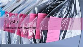  Presentation with dry cleaning - Slides enhanced with rack of clean clothes hanging background and a coral colored foreground