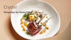  Presentation with white plate - PPT theme enhanced with rack-of-lamb-in-white background and a lemonade colored foreground