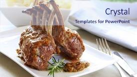  Presentation with lion lamb - Beautiful presentation theme featuring rack of lamb with mustard backdrop and a sky blue colored foreground