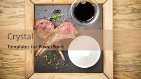  Presentation with couscous - Presentation design having rack of new zealand lamb served with couscous and pomegranate sauce background and a coral colored foreground