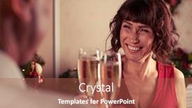  Presentation with flutes - Audience pleasing presentation design consisting of rack shot of toothy laughing senior woman holding champagne flutes celebrating new year with husband at home spending time together romantic atmosphere backdrop and a red colored foreground