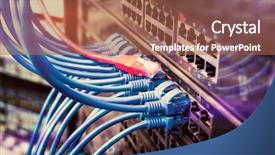  Presentation with server room - Audience pleasing PPT theme consisting of rack with blue and red backdrop and a coral colored foreground