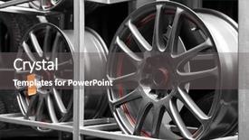  Presentation with automobile - Presentation design enhanced with rack with car wheels background and a gray colored foreground