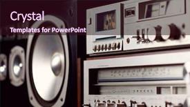  Presentation with audio speaker - PPT theme enhanced with rack with cassette tape deck background and a wine colored foreground