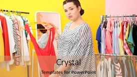  Presentation with clothes - Slides enhanced with rack with small-sized clothes background and a coral colored foreground