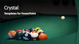  Presentation with billiard - Beautiful PPT theme featuring racked billiard balls ready backdrop and a black colored foreground