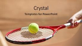  Presentation with automobile driver hand hold steering - PPT layouts consisting of rackets - female hand holds tennis racket background and a coral colored foreground