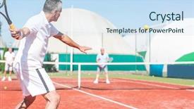  Presentation with race car a red racing - Audience pleasing PPT theme consisting of rackets - man swinging tennis racket while backdrop and a sky blue colored foreground