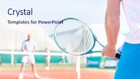  Presentation with court - PPT theme consisting of rackets - midsection of mature man holding background and a sky blue colored foreground