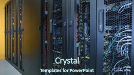  Presentation with server room - Beautiful slide deck featuring racks of internet computer backdrop and a tawny brown colored foreground