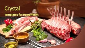  Presentation with ready - Colorful slides enhanced with racks of lamb ready backdrop and a tawny brown colored foreground