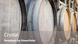  Presentation with wine barrel - Colorful PPT theme enhanced with racks of wooden wine barrels backdrop and a gray colored foreground