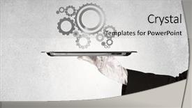  Presentation with industrial machine - Theme with racks served on silver background and a light gray colored foreground