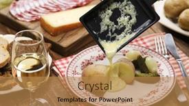  Presentation with cheese - Colorful presentation enhanced with raclette-cheese-melted-by-raclette backdrop and a coral colored foreground