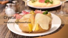  Presentation with potato - Theme enhanced with raclette cheese melting on potato background and a coral colored foreground
