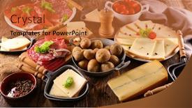  Presentation with potato - Slides featuring raclette-cheese-with-ham background and a red colored foreground