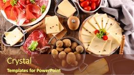  Presentation with potato - Presentation consisting of raclette-cheese-with-ham background and a tawny brown colored foreground