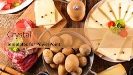  Presentation with potato - Slide set enhanced with raclette-cheese-with-meats background and a gold colored foreground