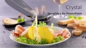  Presentation with potato - PPT layouts having raclette-cheese-with-potato background and a light gray colored foreground