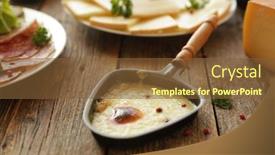  Presentation with bacon - Cool new slide set with raclette cheese with salami bacon and salad backdrop and a tawny brown colored foreground