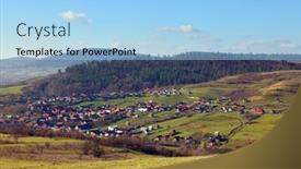  Presentation with transylvania - Presentation theme having racos-village-in-transylvania-romania background and a light blue colored foreground