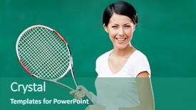  Presentation with tennis - Slide deck featuring racquet at the tennis court background and a  colored foreground