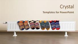  Presentation with socks - Beautiful presentation theme featuring radaition - colorful socks are being drying backdrop and a sky blue colored foreground