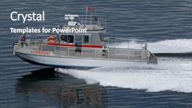  Presentation with speed - Audience pleasing PPT theme consisting of radar boat - modern fireboat moving at speed backdrop and a ocean colored foreground