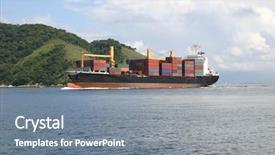  Presentation with cargo ship - Theme enhanced with radar boat - photo of cargo ship arriving background and a gray colored foreground