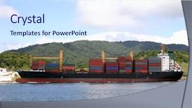  Presentation with cargo ship - Colorful slide set enhanced with radar boat - photo of cargo ship backdrop and a  colored foreground